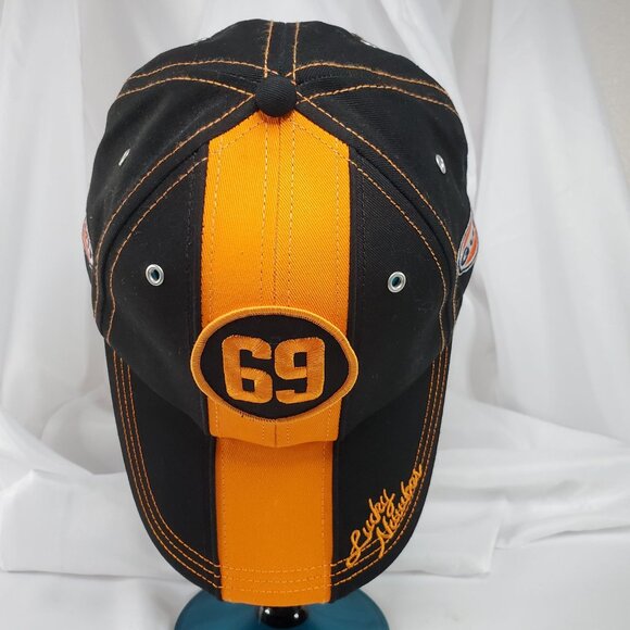 Vintage Gulf 69 Lucky Number Cap Spirit of Racing Baseball Cap Black Orange - Picture 8 of 8